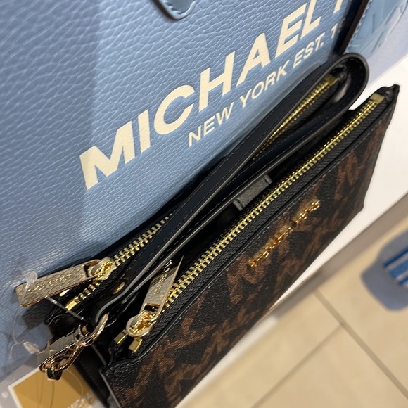 MICHAEL KORS LARGE DOUBLE ZIP WRISTLET WALLET BLACK MULTI - Picture 16 of 16